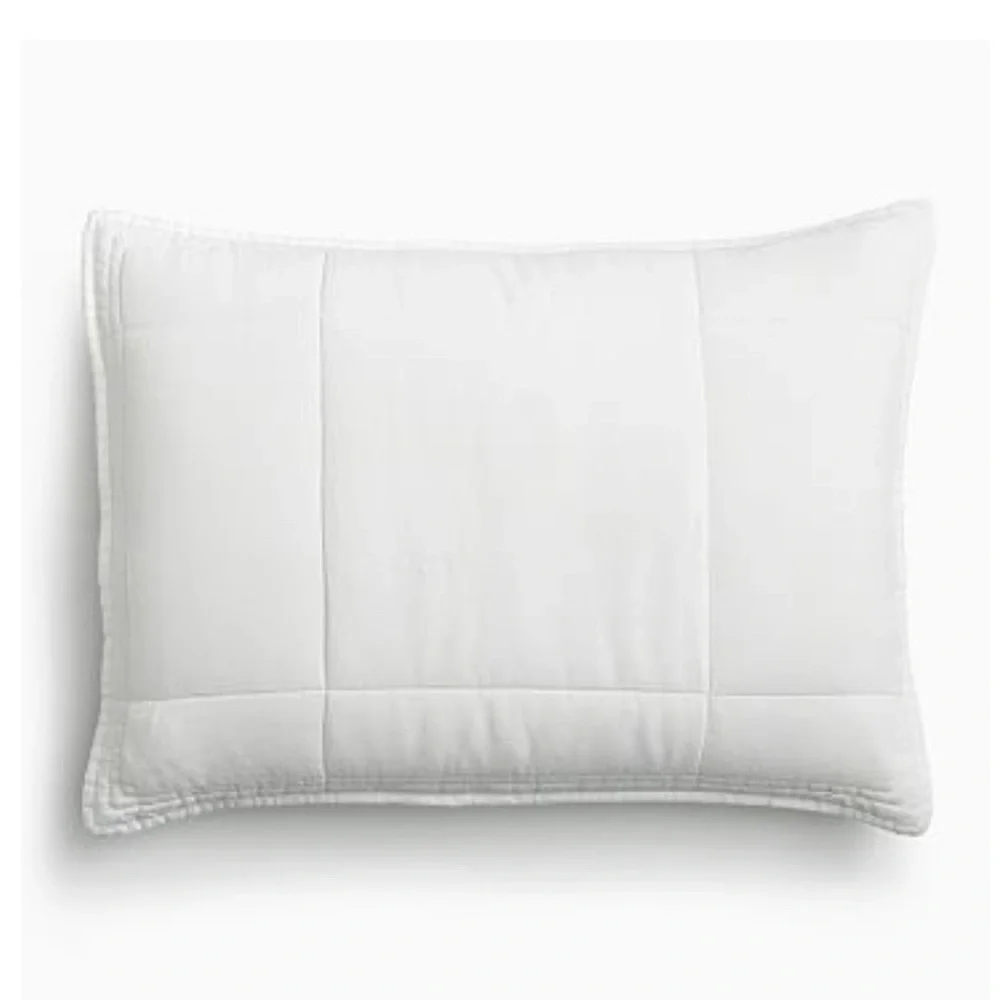 WEST ELM Linen Box Stitch Quilt Standard Pillow Sham - New